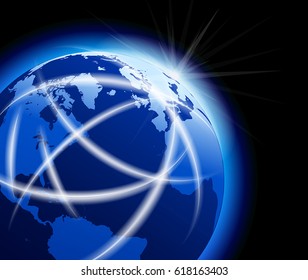 Global World with Communications around the Globe