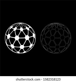 Global world concept with points connection network Idea business sphere sense icon outline set white color vector illustration flat style image