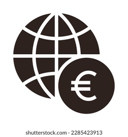 Global, world, euro sign. Global Business icon isolated on withe background