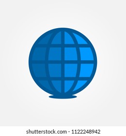 Global World Flat Icon Vector Design Isolated With White Grey Background