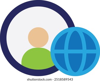 Globales Globussymbol, Vektorgrafik, flach