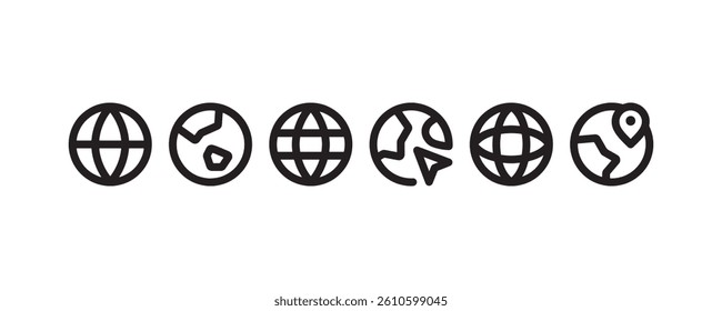 Global world icons set for web and apps Vector