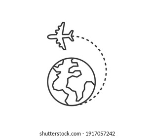 Global world image and airplane icon. Travel concept and tourism seamless. isolated on a white background. Vector.