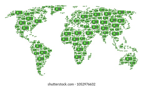 Global world map concept composed of video gpu card icons. Vector video gpu card icons are organized into conceptual world pattern.
