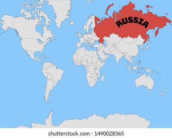 Global world map with geolocation and contour of country Russian Federation. original colors and proportion. Simply vector illustration eps10, from countries flag set.