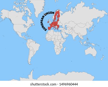 Global world map with geolocation and contour of countries European Union. original colors and proportion. All countries silhouette. Beauty graphic  vector illustration, from countries set.