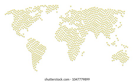 Global world map pattern done of wine glass pictograms. Vector wine glass elements are united into geometric continental collage.