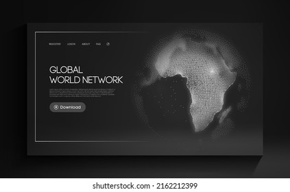 Global World Network Digital communication. Social network world communication concept. Internet technology 3d vector background. Web design vector illustration.