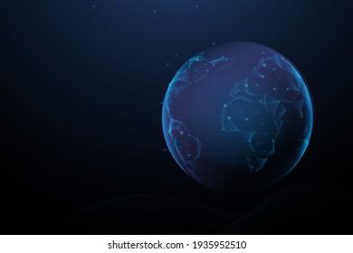 Global world network and telecommunication. Connection lines around earth globe. Vector illustration