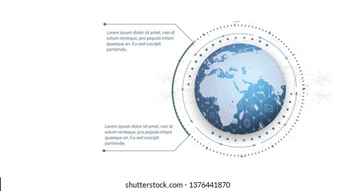 Global world telecommunication network connected around planet Earth, internet of things (IOT), devices and connectivity concepts on a network. (IoT) and networking concept for connected devices.