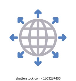 global world vector color line icon 