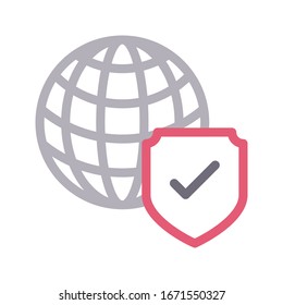 global world vector color line icon 