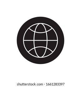 Global, world wide thin line icon inside of a circle, isolated on white background, can be used for many purposes, website, app UI EPS Vector