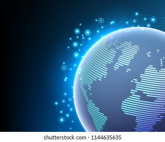 Global worldwide cyber wireless internet line network connection business zone online concept.Vector illustration EPS10