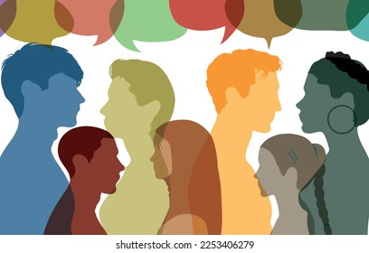 Globalisation and Diversity. A multi-ethnic population that communicates and shares ideas. Disorganisation and confusion. Vector. People with diverse backgrounds are coloured by immigration and crowds