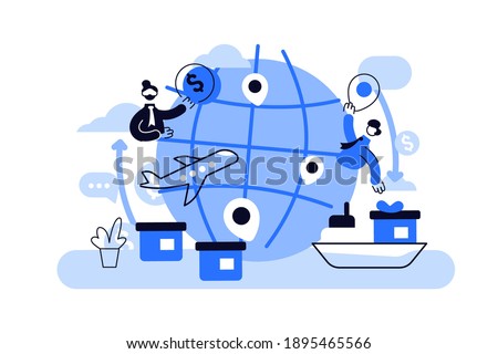 Globalisation flat vector illustration, people around the globe connection concept.
