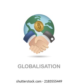 Globalisation Icon. 3d Illustration From Economic Collection. Creative Globalisation 3d Icon For Web Design, Templates, Infographics And More