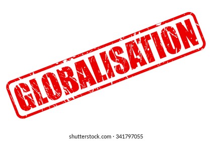 GLOBALISATION red stamp text on white