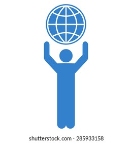 Globalist icon from Business Bicolor Set. Vector style: flat symbols, cobalt color, rounded angles, white background.