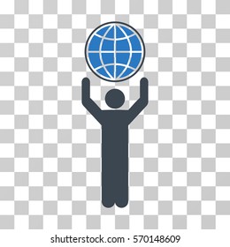 Globalist icon. Vector illustration style is flat iconic bicolor symbol, smooth blue colors, transparent background. Designed for web and software interfaces.