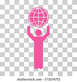 Globalist icon. Vector illustration style is flat iconic symbol, pink color, transparent background. Designed for web and software interfaces.