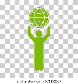 Globalist icon. Vector illustration style is flat iconic symbol, eco green color, transparent background. Designed for web and software interfaces.