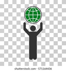 Globalist icon. Vector illustration style is flat iconic bicolor symbol, green and gray colors, transparent background. Designed for web and software interfaces.