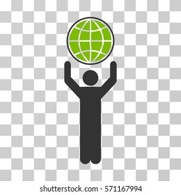 Globalist icon. Vector illustration style is flat iconic bicolor symbol, eco green and gray colors, transparent background. Designed for web and software interfaces.