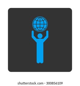 Globalist icon. Vector style is white and gray colors, flat rounded square button on a white background.