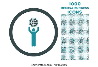 Globalist rounded vector bicolor icon with 1000 medical business icons. Set style is flat pictograms, soft blue colors, white background.