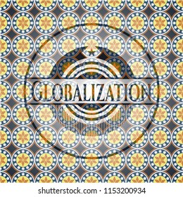 Globalization arabesque badge. arabic decoration.