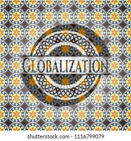 Globalization arabesque style badge. arabic decoration.