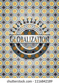 Globalization arabesque style emblem. arabic decoration.