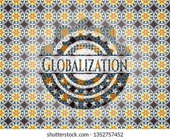 Globalization arabesque style emblem. arabic decoration.