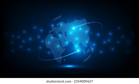 Globalization Artificial intelligence (AI) digital world smart futuristic interface technology background, Vector Illustration