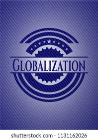 Globalization badge with jean texture