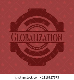 Globalization badge with red background