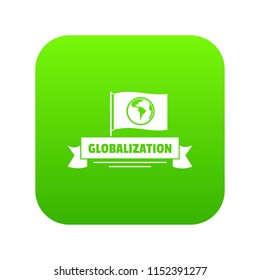Globalization business icon green vector isolated on white background