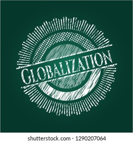 Globalization chalkboard emblem on black board
