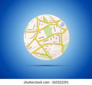 Globalization concept globe with map of city 