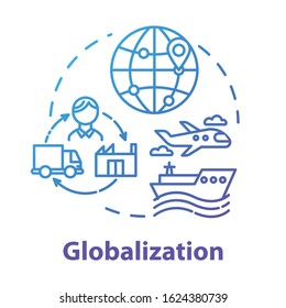 Globalization Concept Icon. International Economy. Global Distribution. Market Expansion. Worldwide Commerce And Retail Idea Thin Line Illustration. Vector Isolated Outline RGB Color Drawing