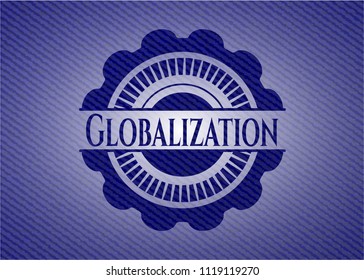 Globalization emblem with jean high quality background