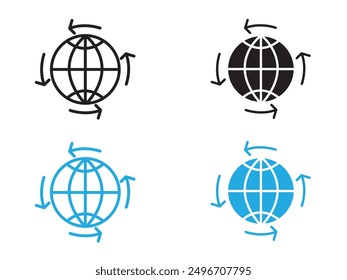 Icono de globalización (2) signo de contorno de Vector en blanco y negro