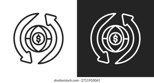 Icono De Globalización En Estilo De Línea En Blanco Y Negro