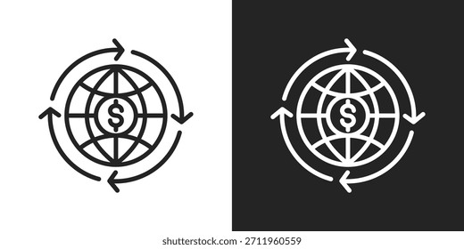 Icono De Globalización En Estilo De Línea En Blanco Y Negro