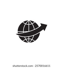 Globalization icon black and white vector outline sign
