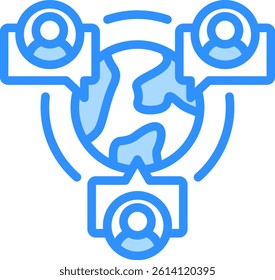 Globalization Icon Blue Color Vector Illustration