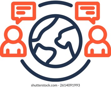 Globalization Icon Color Line Vector Illustration
