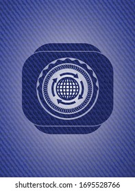 globalization icon with denim texture