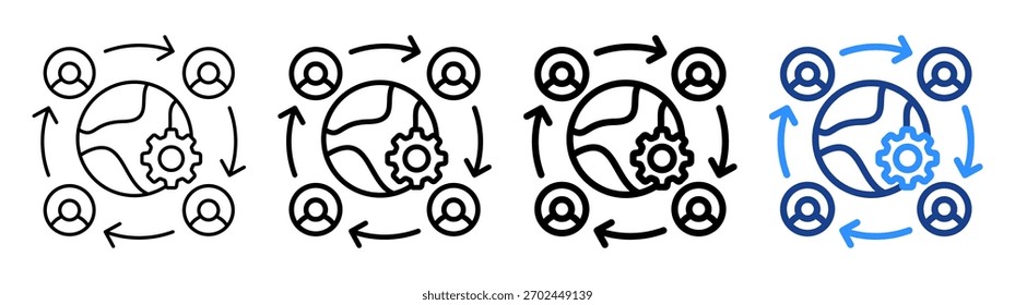 Globalization Icon Different Outline Collection Set